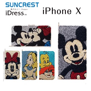 iPhoneXS iPhoneX ケース カバー 手帳型 ディズニー キャラクター サガラ刺繍 ミッキーマウス ミニーマウス ミッキー＆ミニー アリス ア