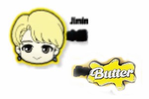 エス15552 【TinyTAN】【タイニータン】ラバー前髪クリップ【JIMIN】【ジミン】【Butter】【BTS】【防弾少年団】【バンタン】【army】【