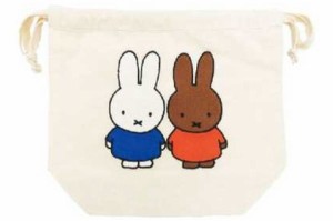 マリDBM-867 【miffy】【ミッフィー】巾着刺繍【ミッフィーとメラニー】【ウサギ】【ディック・ブルーナ】【アニメ】【ポーチ】【ケース