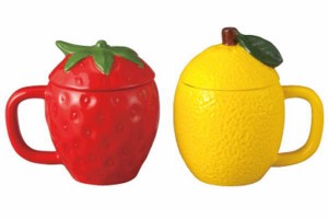 サンSAN2916　【オリジナル】フルーツペアマグカップ2個セット【イチゴとレモン】【カップ】【コップ】【食器】【食事】【キッチン】【ギ