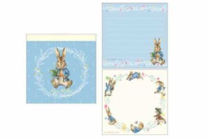 トシPR-MP021　【ピーターラビット】【Peter Rabbit】スクエアメモ帳【ブルー】【青】【リース】【ピーター】【キャロット】【絵本】【児