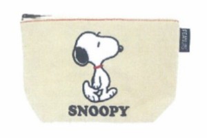 ナカ185792-23　【スヌーピー】【SNOOPY】サガラキャンバス化粧ポーチ【ホワイト】【白】【ピーナッツ】【ウッドストック】【すぬーぴー