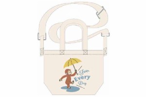 アイK-7561 D　【おさるのジョージ】中仕切りショルダーバッグ【傘】【ジョージ】【ひとまねこざる】【Curious George】【絵本】【アニメ