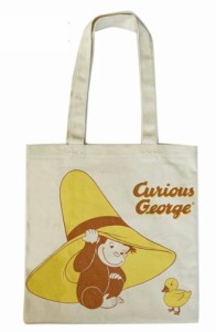 スモCG3559EM  【おさるのジョージ】カラートートバッグ【ひよこ】【ジョージ】【ひとまねこざる】【Curious George】【絵本】【アニメ】