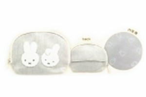 マリDBM-1890　【送料無料】【miffy】【ミッフィー】サガラ刺繍ラウンドティッシュポーチ【グレー】【フェイス】【ミッフィーとダーン】