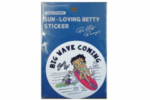 【アメリカン雑貨】【Betty Boop】サインステッカー【BIG WAVE COMING】【海】【ベティ・ブープ】【ベティ】【STICKER】【シール】【雑貨