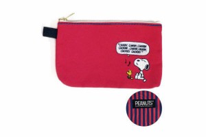 【スヌーピー】【SNOOPY】カラーフラットポーチ【レッド】【ピーナッツ】【筆箱】【小物入れ】【ポーチ】【化粧ポーチ】【ケース】【スク