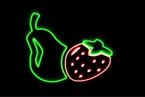 【ネオン】フルーツ【2】【果物】【くだもの】【イチゴ】【いちご】【苺】【食べ物】【野菜】【電飾】【LED】【ライト】【サイン】【neon