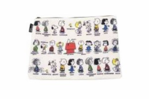 【スヌーピー】【SNOOPY】フラットポーチ【整列アート】【ピーナッツ】【ウッドストック】【すぬーぴー】【アニメ】【キャラクター】【ペ