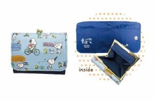 【スヌーピー】【SNOOPY】コンパクト財布【ブルー】【サマー】【ピーナッツ】【ウッドストック】【すぬーぴー】【アニメ】【キャラクター