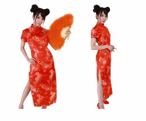ベーシックチャイナチャイナドレス　中国　ドレス　仮装　コスプレ　スリットがセクシーな、定番のチャイナドレス☆AOIコレクションのコ