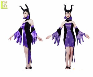 レディ　ダークフォレストクイーンマレフィセント　魔女　童話　グリム　仮装　衣装　コスプレ　コスチューム　ハロウィン　パーティ　イ