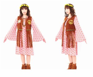 レディ　ヒッピーヴィンテージ　70年代　ヒッピーガール 　日本　仮装　衣装　コスプレ　コスチューム　ハロウィン　パーティ　イベント