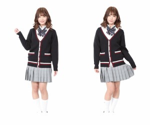 レディ　Teens Ever　カーディガンラインブラック　セーター　女子高生　制服　ハロウィン　コスプレ　コスチューム　衣装　仮装　集団仮