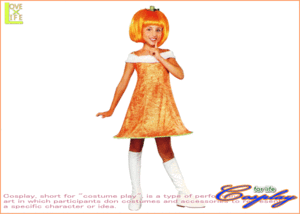 【キッズ】【18R865】キッズ　パンプキン スパイス ドレス【かぼちゃ】【仮装】【パーティ】【ハロウィン】末広がりなレトロ感のあるドレ