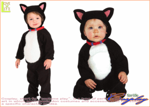【キッズ】【81R211】キティー キャット【猫】【赤ちゃん】【着ぐるみ】【仮装】【ハロウィン】赤ちゃん用のキュートな黒ねこちゃんコス