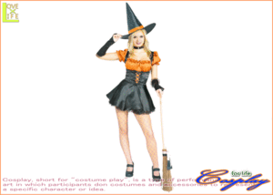 【レディ】【80R2106】オレンジ セクシー ウィッチ【魔女】【魔術師】【仮装】【パーティ】【ハロウィン】オレンジのブラウスに黒いミニ