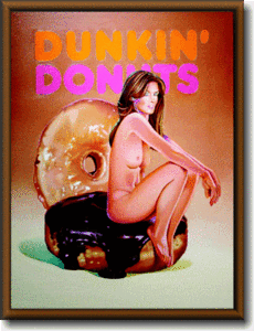 ダンキンドーナツ【Dunkin' Donuts】【Lady】【Mサイズ】大き目のイラスト ピクチャーフレーム！インテリアにどうぞ♪アメリカの香りがす