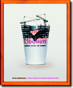 ダンキンドーナツ【Dunkin' Donuts】【No.3】【Sサイズ】ミニサイズのイラスト ピクチャーフレーム！インテリアにどうぞ♪アメリカの香り