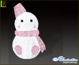 【LED】【ACR-(A)KIDS-P】【大型商品】LEDクリスタルキッズスノーマン ピンク【雪だるま】【スノーマン】【雪】【モチーフ】【イルミネー