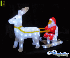 【イルミネーション】サンタソリとトナカイ【サンタクロース】【3D】【立体】【サンタさん】【LED】【クリスマス】【電飾】【モチーフ】