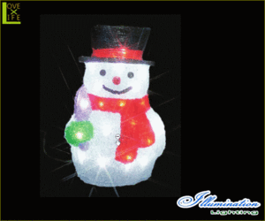 【イルミネーション】スノーマン【A】【雪だるま】【クリスタル】【立体】【サンタさん】【グロー】【LED】【クリスマス】【電飾】【モチ