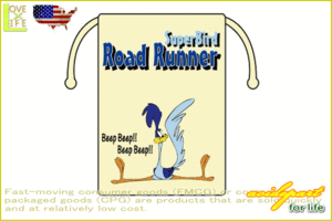 【アメリカン雑貨】コットン巾着【Road Runner】【ロードランナー】【袋】【入れ物】【小物入れ】【巾着】【生活雑貨】【アメリカ雑貨】