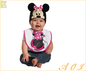 【ベイビー】ミニーマウス【ピンク】【ビブ】【ディズニー】【帽子】【赤ちゃん】【ベビー】【キャラクター】【仮装】【衣装】【コスプレ