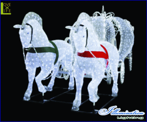【イルミネーション】LED クリスタルグロー 白馬の馬車【馬車】【3D】【大型用品】【クリスマス】【イルミネーション】【電飾】【装飾】