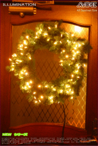LED　クリスマスリース　モチーフ　イルミネーション　玄関先や室内に取り付けてクリスマスを満喫であります！窓辺もいいかも！？2008年