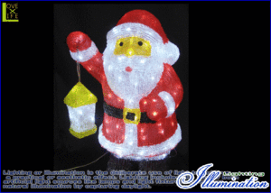 【LEDモチーフ】【20 】LED　アクリル　サンタ【サンタクロース】【3Ｄ】サンタがアクリルになって登場♪ランプを持っているかわいいサン