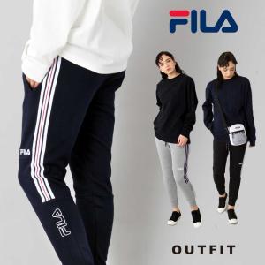 ジョガーパンツ レディース FILA フィラ スウェット パンツ ランニングウェア カラーライン 黒 ブラック グレー ネイビー ストレッチ ス