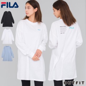 FILA フィラ Tシャツ レディース 長袖 チニック カットソー ロンT ロングTシャツ ロンティー バックプリント トップス おしゃれ スポーツ