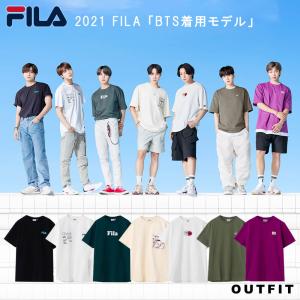 BTS 防弾少年団 着用モデル Tシャツ FILA フィラ 限定Tシャツ ブランド コラボ 半袖 メンズ レディース ユニセックス 2021 21年 ティーシ