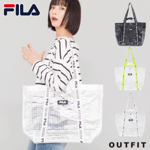 FILA フィラ クリアトートバッグ ダブルハンドル PVC レデイース メンズ クリアバッグ ショルダー 2way 透明 クリア スケルトン バッグ