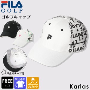 FILA GOLF フィラゴルフ キャップ レディース ゴルフウエア ブランド 春 夏 帽子 ロゴ タイポグラフィ UVカット 吸汗速乾 汗止めテープラ