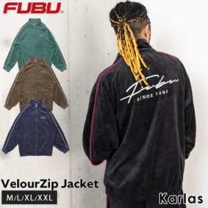 FUBU フブ ジャケット メンズ レディース 長袖 ベロア ブルゾン ジップアップ フルジップ トップス 筆記体 ロゴ 刺繍 ストリート系