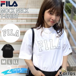 FILA フィラ Tシャツ レディース 半袖 無地 モックネック コットン 綿100％ ロゴ 夏 Karlas