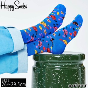 HappySocks ハッピーソックス メンズ 靴下 クルー丈 クルーソックス 総柄 派手 カラフル ソックス ユニセックス 男性 紳士 綿混 かわいい