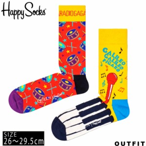 HappySocks ハッピーソックス メンズ 靴下 クルー丈 クルーソックス 総柄 派手 カラフル ソックス ユニセックス 男性 紳士 綿混 かわいい