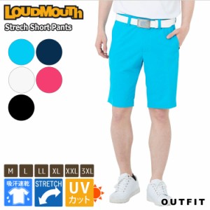 Loudmouth ラウドマウス  ゴルフウェア ショートパンツ メンズ ハイパーストレッチ ハーフパンツ UVカット 吸汗速乾 伸縮性 ボトムス 紫