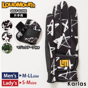 LOUDMOUTH ラウドマウス グローブ メンズ レディース ゴルフウェア ブランド 秋 冬 右利き 左手用 片手用 手袋 合成皮革 ロゴ 防寒 総柄 