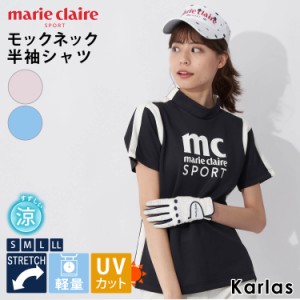 marie claire GOLF マリクレール ゴルフウェア シャツ 半袖 レディース Tシャツ おしゃれ 春 夏 半そで 半袖シャツ ロゴ 吸汗 速乾 UVカ