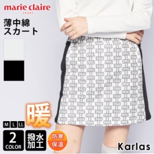 marie claire GOLF マリクレール ゴルフウェア スカート レディース ミニスカート ウエストゴム ストレッチ 撥水 中綿入り 総柄 モノグラ