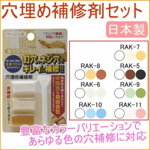 穴埋め補修剤セット RAK 日本製 穴 穴補修 クロス 壁紙 画鋲 釘穴 クロネコゆうパケット対応