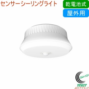 屋外用センサーシーリングライト LED-160 送料無料 屋内 屋外 乾電池式 自動点灯 スロー消灯 LED センサー ライト シンプル 車庫 倉庫 カ