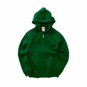 フルジップ パーカ スウェット キッズ 子供服 裏パイル 10.0oz 130 サイズ アイビーグリーン 無地 ユナイテッドアスレ CAB