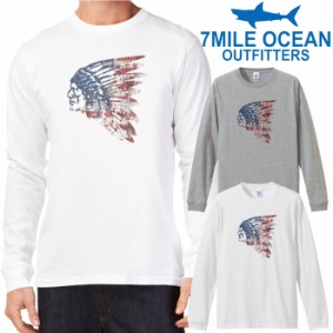 7MILE OCEAN メンズ 長袖 ｔシャツ ロングTシャツ ロンＴ 無地 プリント 大きい 大き目 ビックサイズ 対応 メール便 送料無料 2カラー