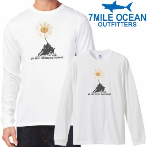 7MILE OCEAN メンズ 長袖 ｔシャツ ロンＴNO WAR 平和 フラワー 無地 プリント 大きい 大き目 ビックサイズ 対応 メール便 送料無料