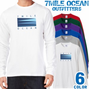 メンズ Tシャツ 長袖 ロングTシャツ ロンｔ プリント アメカジ 大きいサイズ 7MILE OCEAN 幾何学 模様